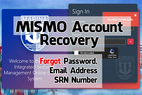 marina srn number|How to Recover Your MARINA MISMO Account.